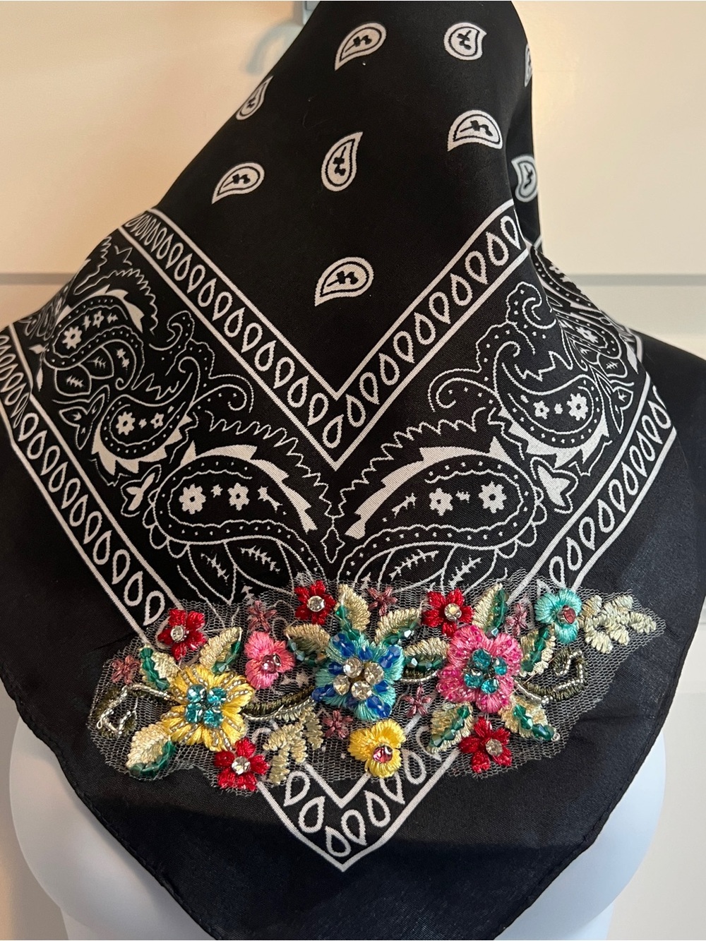 ARATTA Bandana Handkerchief Hand Embroidered NWOT